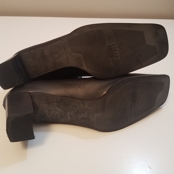 Stuart Weitzman Soft Black Leather Square Toe Boots Size 8.5 - Picture 9 of 10